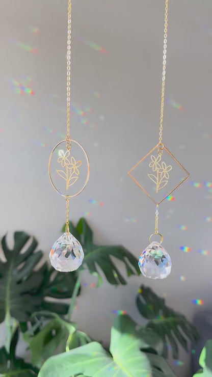 Floral Suncatcher, Rainbow Maker, Crystal Prism Sun Catcher, Light Catcher, Hanging Crystal Suncatcher, Sympathy Gift