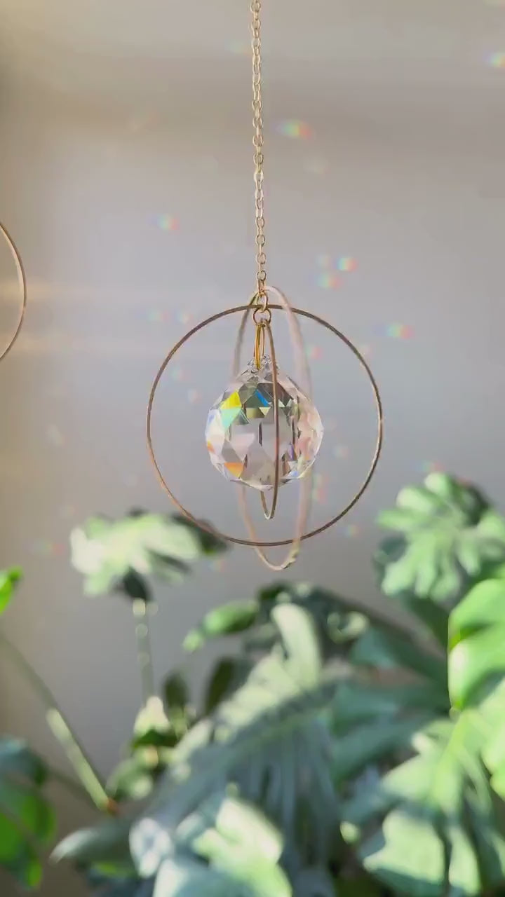 Suncatcher #5, Rainbow Maker, Dopamine Decor, Crystal Prism Sun Catcher, Light Catcher, Hanging Crystal Suncatcher, Sympathy Gift
