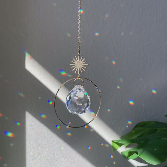 Sunburst Suncatcher, Rainbow Maker, Dopamine Decor, Crystal Prism Sun Catcher, Light Catcher, Hanging Crystal Suncatcher, Sympathy Gift