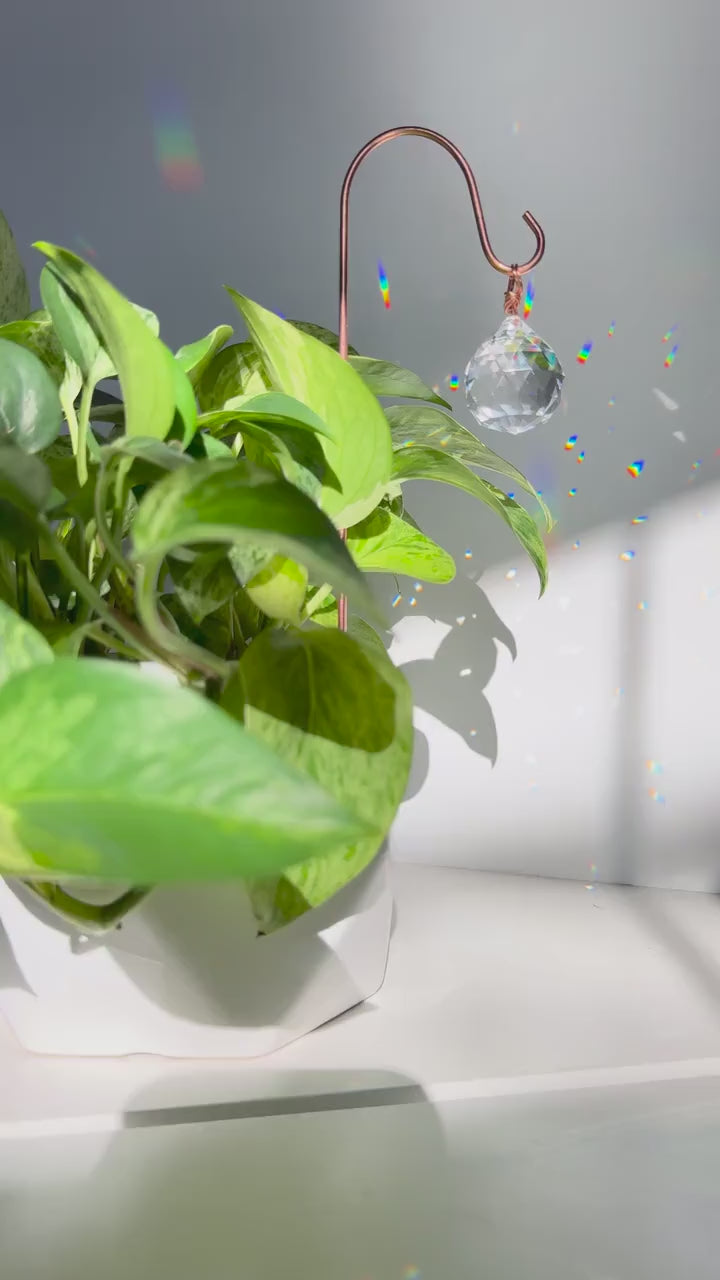 Plant Stake Suncatcher - interchangeable crystals and copper #4 - Plant lover gift, crystal sun catcher, garden stake, plant marker