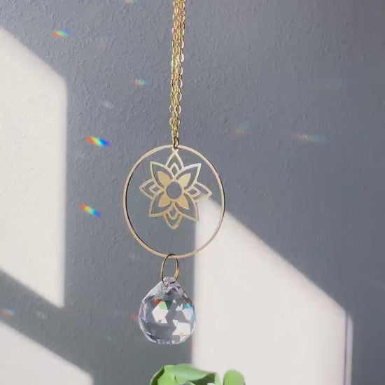 Flower Rearview Mirror Suncatcher #2, Crystal Sun Catcher, Crystal Prism Car Charm, Rearview Mirror Decoration, Car Mirror Charm