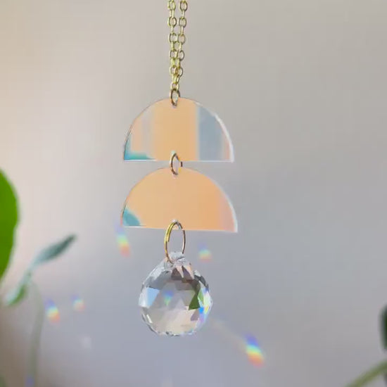 Iridescent Rearview Mirror Suncatcher, Crystal Sun Catcher, Crystal Prism Car Charm, Rearview Mirror Decoration, Car Mirror Charm