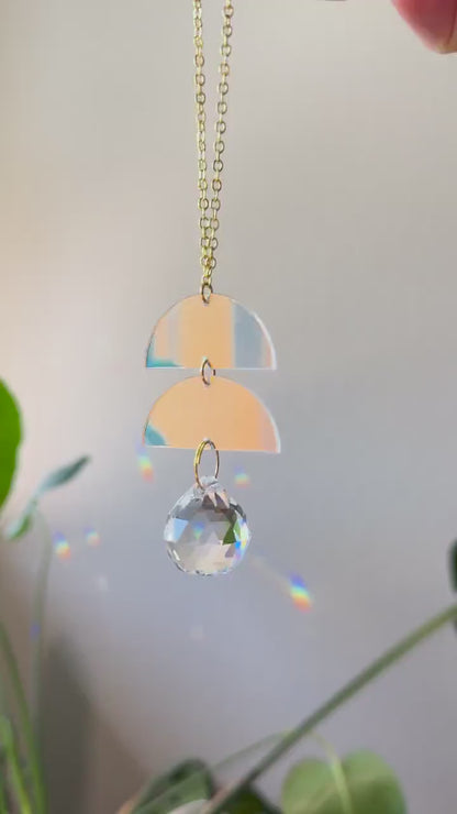 Iridescent Rearview Mirror Suncatcher, Crystal Sun Catcher, Crystal Prism Car Charm, Rearview Mirror Decoration, Car Mirror Charm