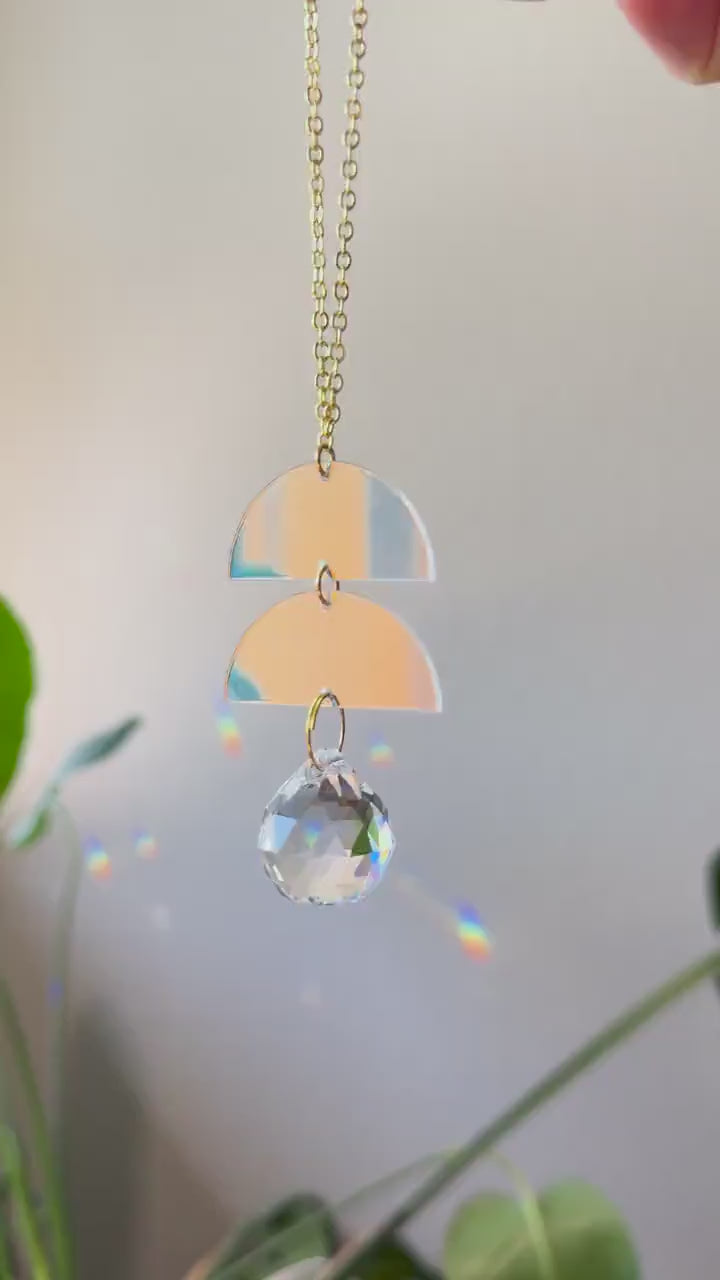 Iridescent Rearview Mirror Suncatcher, Crystal Sun Catcher, Crystal Prism Car Charm, Rearview Mirror Decoration, Car Mirror Charm