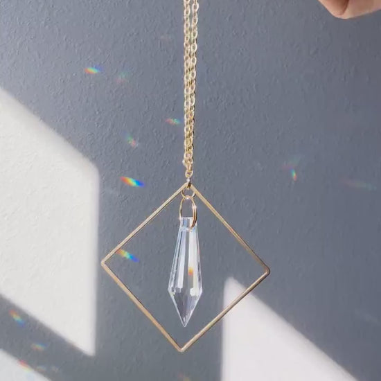 Minimalist Rearview Mirror Suncatcher, Crystal Sun Catcher, Crystal Prism Car Charm, Rearview Mirror Decoration, Car Mirror Charm