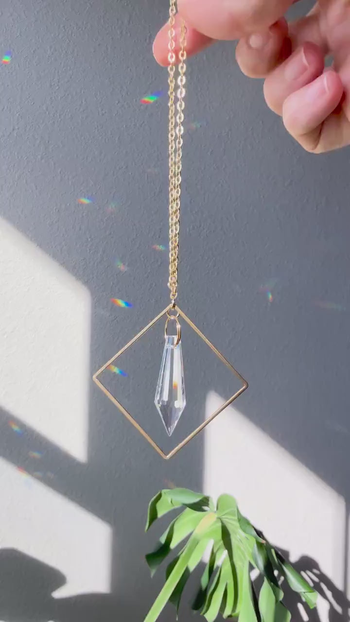 Minimalist Rearview Mirror Suncatcher, Crystal Sun Catcher, Crystal Prism Car Charm, Rearview Mirror Decoration, Car Mirror Charm