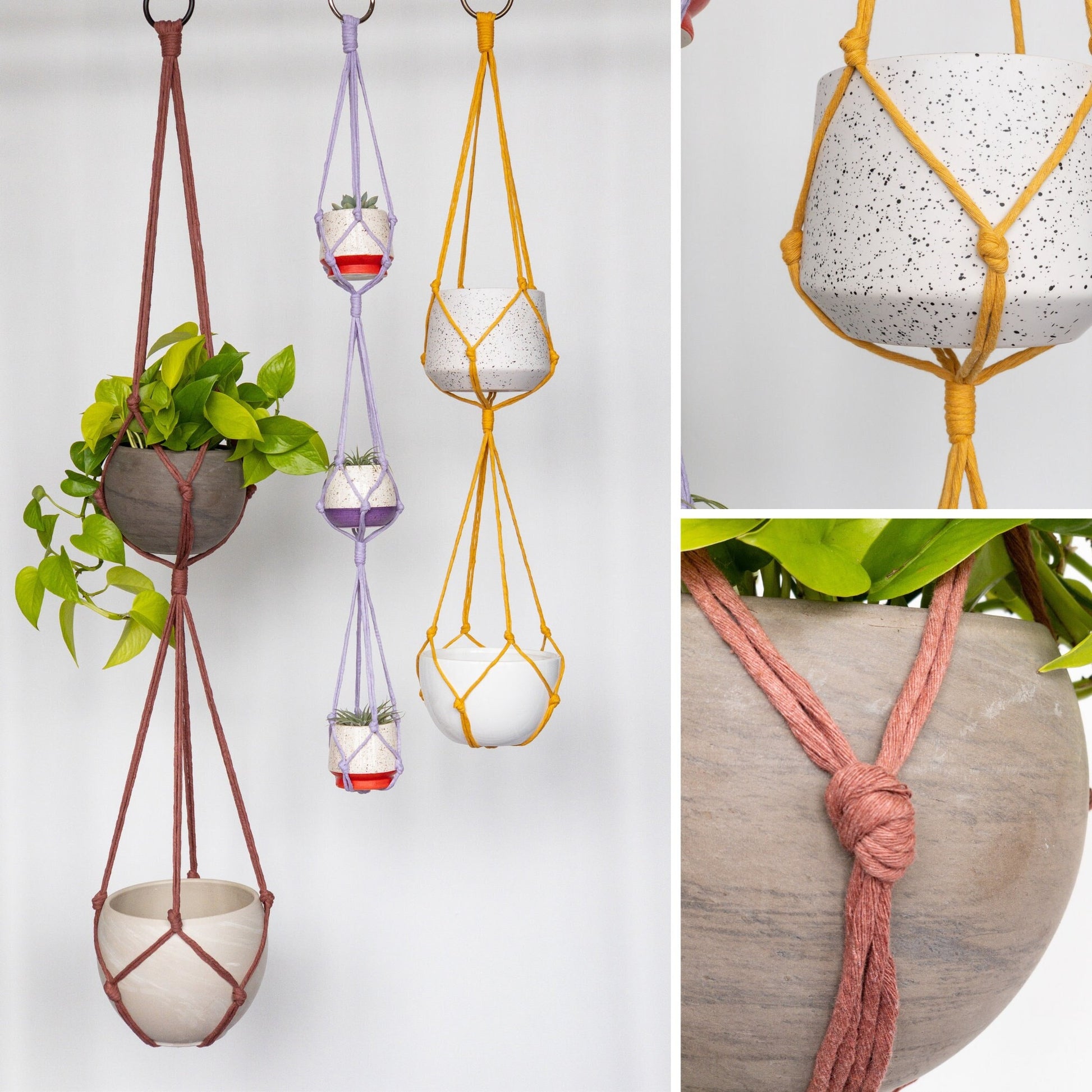 macrame plant hanger 2 tier Two and Three Tier Plant Hanger – Charmed By Knots