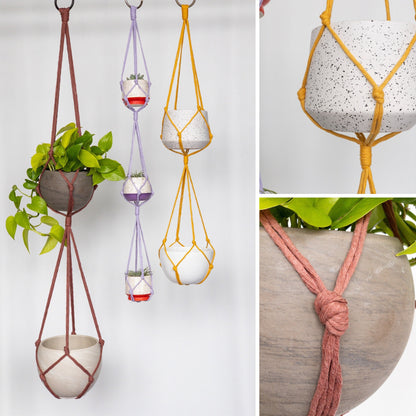 rope hanging plants Two and Three Tier Plant Hanger – Charmed By Knots